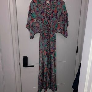 Floral Maxi Dress with Cinched Waist